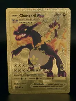 Pokemon Charizard VMAX 330hp Gigantamax Gold Foil Fan Art Collector Card - Image 1