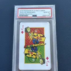 2016 Pokemon Mario Pikachu Playing Card PSA Gem MT 10 Jack of Diamonds - Image 1