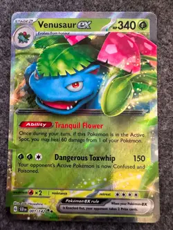 001/142 VENUSAUR EX DOUBLE RARE STELLAR CROWN POKEMON CARD - Image 1