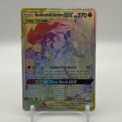 Pokemon Tag Team Reshiram Zekrom GX Holo Card 259/236 Secret Sm-Cosmic Eclipse - Image 1