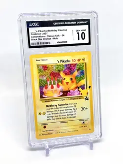 Pokemon 2021 Celebrations Birthday Pikachu #24 Holo BS Promo CGC 10 Gem Mint - Image 1