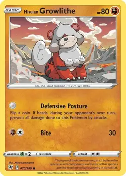 Hisuian Growlithe - 070/189 (Cosmos Holo) - Pokemon TCG - NM - Astral Radiance - Image 1