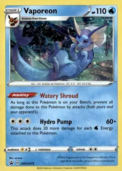 Vaporeon - SWSH072 - Black Star Promo - Pokemon TCG - LP - Cosmos Holo - Image 1