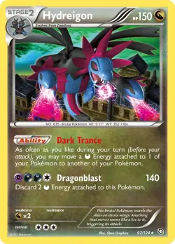 Hydreigon 97/124 Holo Dragons Exalted Pokemon Card NM - Image 1