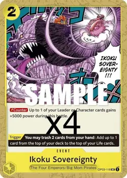 4X One Piece Card Game Ikoku Sovereignty OP03-118 Uncommon NM - Image 1