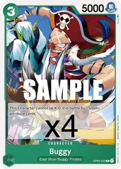 4X One Piece Card Game Buggy OP03-032 Common NM - Image 1