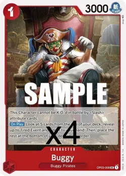 4X One Piece Card Game Buggy OP03-008 Uncommon NM - Image 1