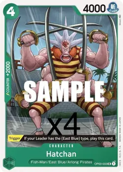4X One Piece Card Game Hatchan OP03-033 Uncommon NM - Image 1