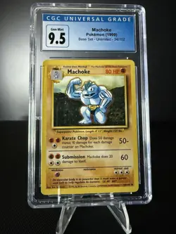 1999 Pokemon Base Set Unlimited MACHOKE CGC Gem Mint 10 Vintage - Image 1