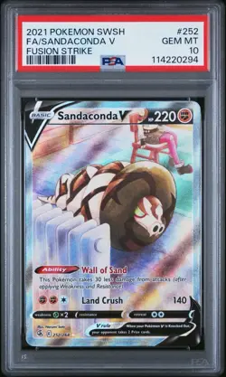 PSA 10 GEM MINT Pokemon Fusion Strike Sandaconda V 252/264 Alt Art Rare Holo - Image 1
