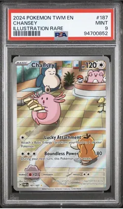2024 POKEMON TWM EN-TWILIGHT MASQUERADE ILLUSTRATION RARE #187 CHANSEY PSA 9 - Image 1