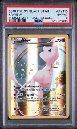Pokemon 2016 XY Black Star Promo Mythical Collection #XY110 Full Art Mew PSA 8 - Image 1
