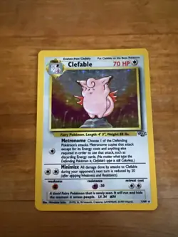 Pokemon TCG Clefable Holo Unlimited Rare Card Jungle Base Set 1/64 - Image 1