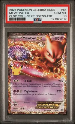 🇫🇷 MEWTWO EX PSA 10 - CELEBRATIONS ANS 54/99 FR EB Carte Pokemon 🇫🇷 - Image 2