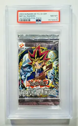 Yu-Gi-Oh Metal Raiders 1st Edition Psa 8 Foil Pack Sealed - Image 1