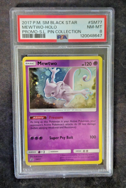 Mewtwo 2017 Pokemon SM Black Star Promo #SM77 Holo PSA 8 NM-MT - Image 1