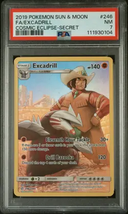 PSA 7 2019 POKEMON SUN & MOON COSMIC ECLIPSE #246 FA/EXCADRILL COSMIC SECRET - Image 1