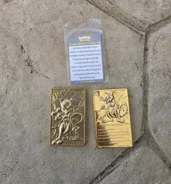 Lot Of 2 Pokemon 23K Gold Plated Mewtwo Card 1999 Burger King Limited Edition - Image 1