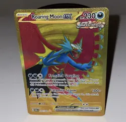 Roaring Moon ex 262/182 SV04: Paradox Rift Gold Hyper Rare Holo NM Pokemon Card - Image 1