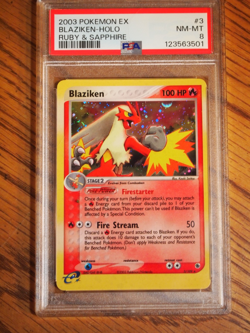 Pokemon 2003 Ruby Sapphire Blaziken holo card, PSA 8 - Image 1