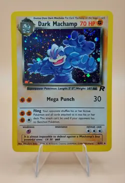 Dark Machamp Holo Rare Team Rocket 10/82 Pokemon Card - WOTC 1999 SWIRL - Image 1