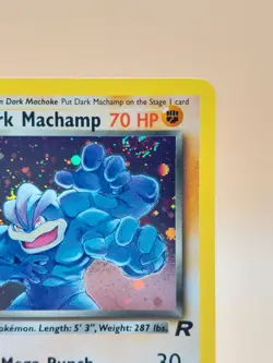 Dark Machamp Holo Rare Team Rocket 10/82 Pokemon Card - WOTC 1999 SWIRL - Image 2