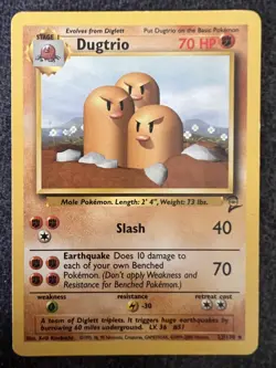 Dugtrio 23/130 Rare Base Set 2 Pokemon Card Lightly Played - Image 1