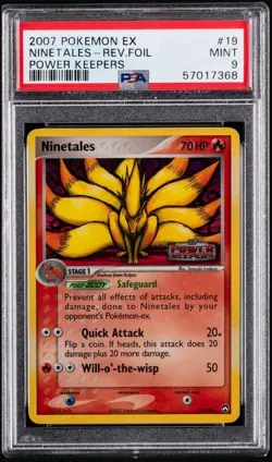 2007 POKEMON EX POWER KEEPERS #19 NINETALES-REVERSE FOIL PSA 9 - Image 1