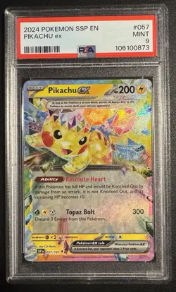 2024 Pokemon Surging Sparks PIKACHU EX 57/191 PSA 9 MINT - Image 1