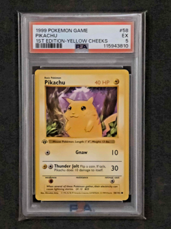 1999 POKEMON BASE SET 1ST EDITION-YELLOW CHEEKS #58 PIKACHU PSA 5 - Image 1