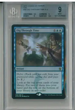 1998 MTG Magic the Gathering BGS 9 QUAD++ FOIL Dig Through Time Khans of Tarkir - Image 1