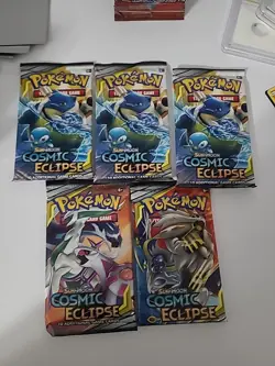 Pokemon Tcg Sun & Moon Cosmic Eclipse 5 Booster Pack Lot All 5 ! Factory Sealed 820650805899 - Image 1
