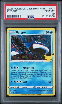 KYOGRE PSA 10 2021 POKEMON CELEBRATIONS #003 Holo Gem Mint - Image 1