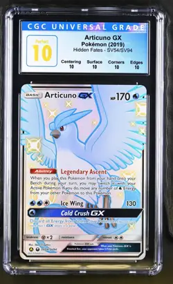 CGC Perfect 10 (Pop 8) Articuno GX Pokemon 2019 Hidden Fates SV54/SV94 GRAIL!!! - Image 1