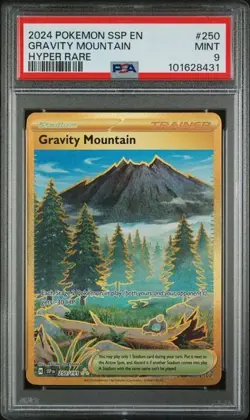 2024 Gravity Mountain 250/191 Pokemon Surging Sparks Holo gold hyper rare PSA 9 - Image 1