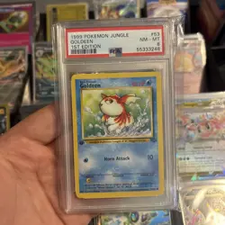 PSA 8 NM/MT 1999 POKEMON JUNGLE #53 GOLDEEN 1ST EDITION ENGLISH - Image 1