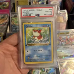 PSA 8 NM/MT 1999 POKEMON JUNGLE #53 GOLDEEN 1ST EDITION ENGLISH - Image 2