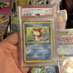PSA 8 NM/MT 1999 POKEMON JUNGLE #53 GOLDEEN 1ST EDITION ENGLISH - Image 3