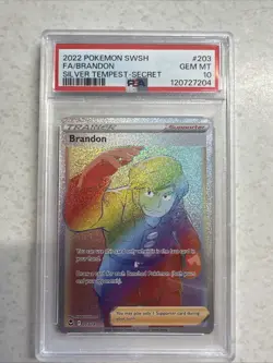 POKEMON SWSH FA/BRANDON SILVER TEMPEST SECRET/RAINBOW ENGLISH PSA 10 - Image 1