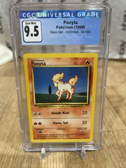 Ponyta base set Unlimited 1999 Pokemon 60/102 CGC Graded 9.5 Gem Mint - Image 1