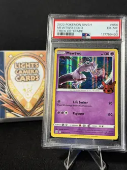 2022 POKEMON SWSH #056 MEWTWO - HOLO TRICK OR TRADE PSA 6 EX-MT - Image 1