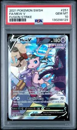 Pokemon Mew V Alternate Full Art 251/264 Fusion Strike #251 Holo GEM MINT PSA 10 - Image 1