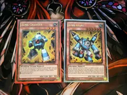 YUGIOH TCG JUNK CHANGER PGL3-EN002 GOLD 1ST + JUNK GIANT PGL2-EN001 GOLD 1ST ED - Image 1