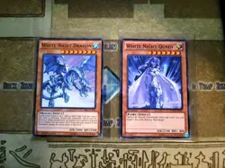 YUGIOH WHITE NIGHT DRAGON SR02 COMMON + WHITE NIGHT QUEEN BPW2 COMMON 1ST ED NM - Image 1