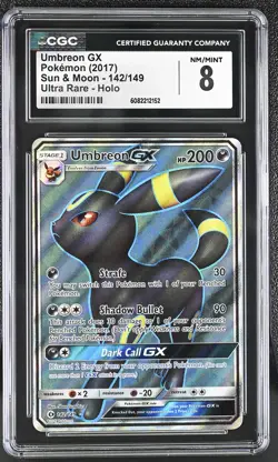 CGC 8 Umbreon GX 2017 Sun & Moon 142/149 Ultra Rare Holo Pokemon Card - Image 1