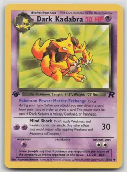 1st Edition Vintage Pokemon Card Dark Kadabra Uncommon Team Rocket 39/82 VLP - Image 1