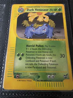 🌟 Pokemon Dark Venusaur Winner Card Best of Game 7/9 Regular Promo NM/VLP 🌟 - Image 1