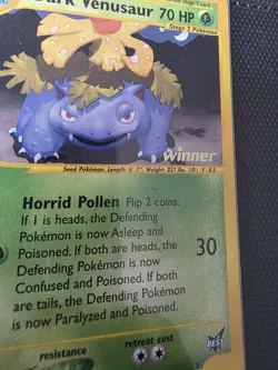 🌟 Pokemon Dark Venusaur Winner Card Best of Game 7/9 Regular Promo NM/VLP 🌟 - Image 2