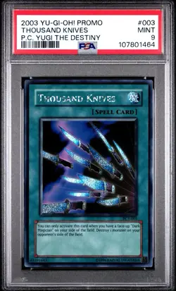 YUGIOH PSA 9 2003 Thousand Knives PCY-003 Prismatic Rare Promo MINT CLEAN - Image 1