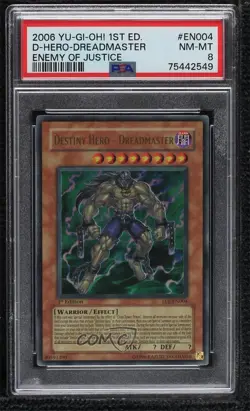 UR - Destiny Hero - Dreadmaster 1st Ed. YuGiOh Enemy of Justice PSA 8 2006 0xr2 - Image 1